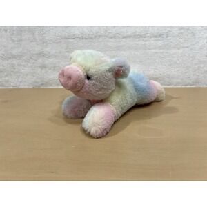 Aurora Pastel Pig Plush 7" Rainbow Stuffed Animal Laying Pig Soft Toy Cute